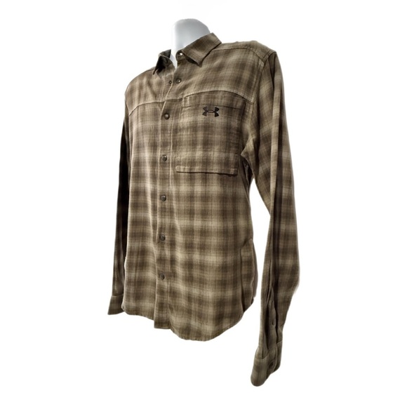 Under Armour Flannel Button-Down Shirt | Olive/Plaid | Men's Size - Large - Picture 5 of 14